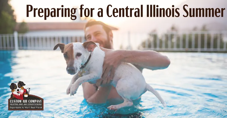 man with dog in pool