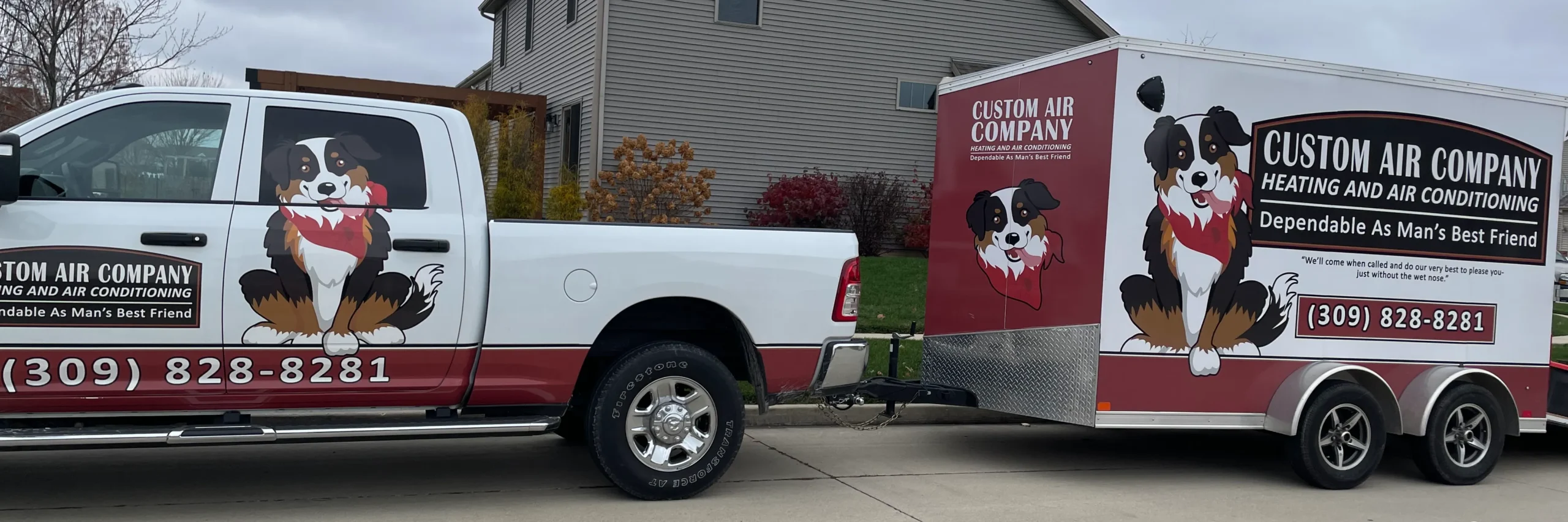 custom air company truck and trailor